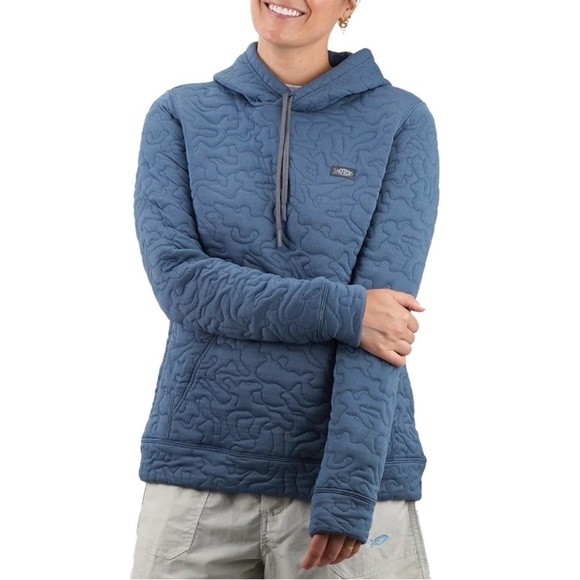 AFTCO Tops - AFTCO Women's Quilted Refuge Hoodie Pullover Outdoor Fishing Sustainable Blue S